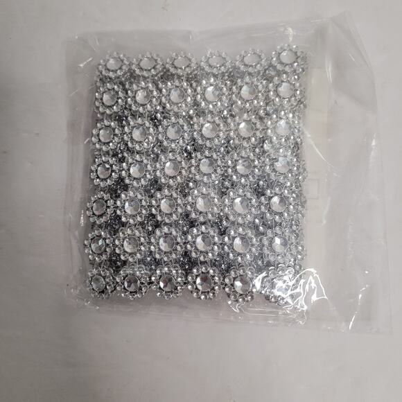 Silver Rhinestone Flower Embellishments - Picture 1 of 8